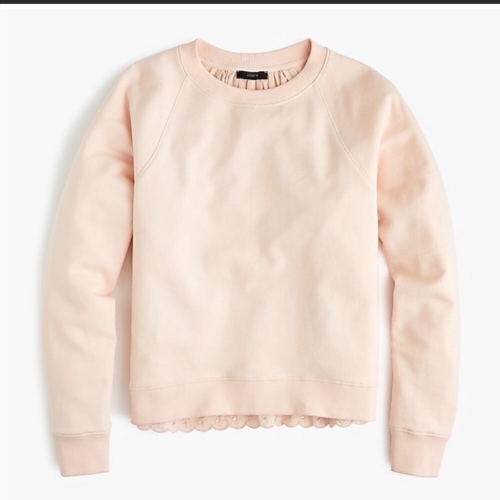 Jcrew pink eyelet back sweatshirt